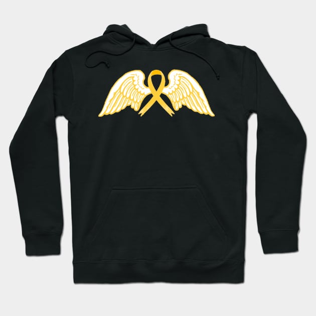 Yellow Awareness Ribbon with Angel Wings 2 Hoodie by CaitlynConnor